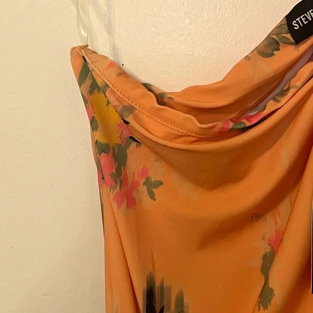 Steve Madden Matte Jersey Floral flattering one shoulder midi dress. Size XL - Picture 7 of 17